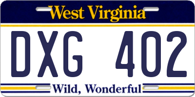 WV license plate DXG402