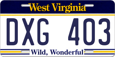 WV license plate DXG403