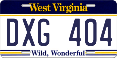 WV license plate DXG404