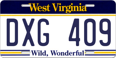 WV license plate DXG409