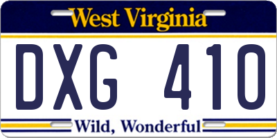 WV license plate DXG410