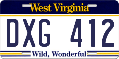 WV license plate DXG412