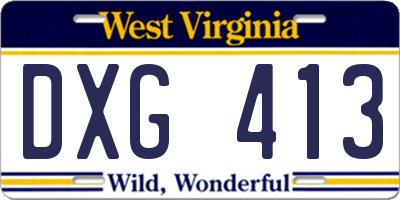 WV license plate DXG413