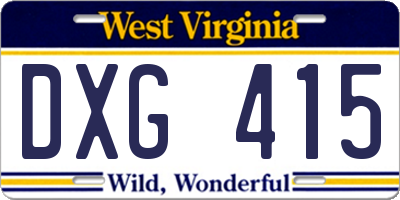 WV license plate DXG415