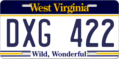 WV license plate DXG422