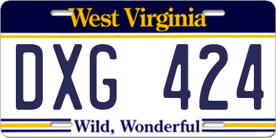WV license plate DXG424
