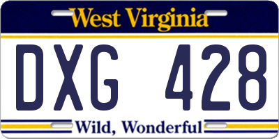 WV license plate DXG428