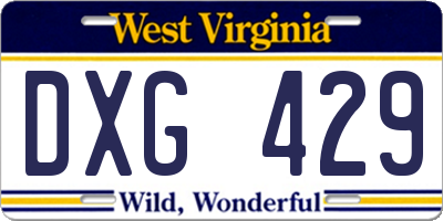 WV license plate DXG429