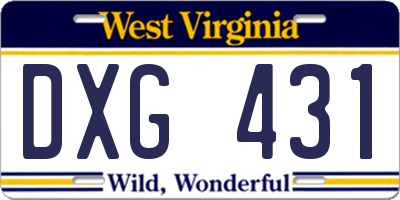 WV license plate DXG431