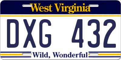 WV license plate DXG432