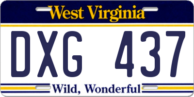 WV license plate DXG437