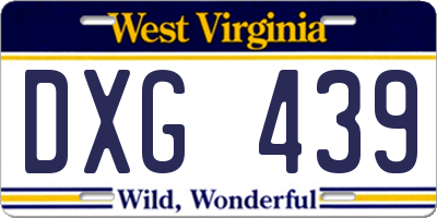 WV license plate DXG439
