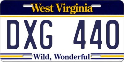 WV license plate DXG440