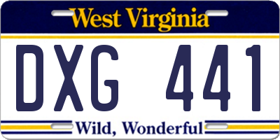 WV license plate DXG441