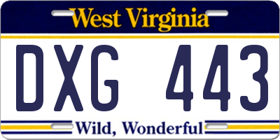 WV license plate DXG443