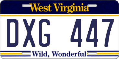 WV license plate DXG447