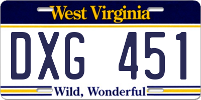 WV license plate DXG451