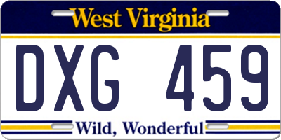 WV license plate DXG459