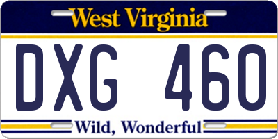 WV license plate DXG460