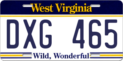 WV license plate DXG465