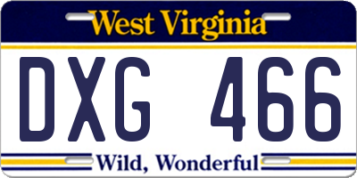 WV license plate DXG466