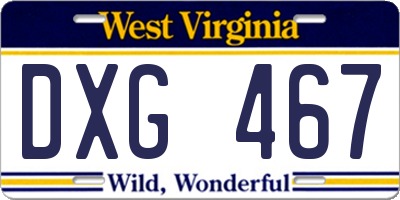 WV license plate DXG467