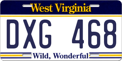 WV license plate DXG468