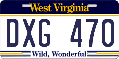 WV license plate DXG470