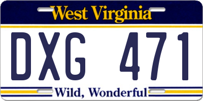 WV license plate DXG471