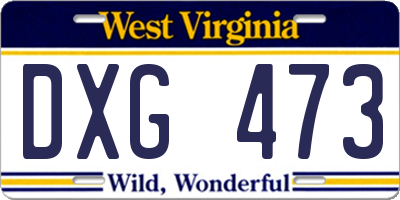 WV license plate DXG473