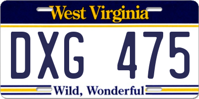 WV license plate DXG475