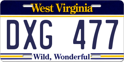 WV license plate DXG477