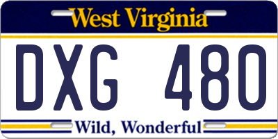 WV license plate DXG480