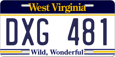 WV license plate DXG481