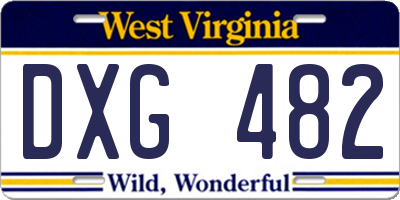 WV license plate DXG482