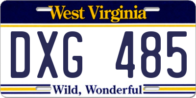WV license plate DXG485