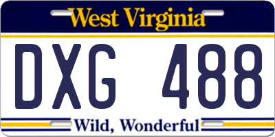 WV license plate DXG488