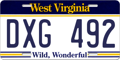 WV license plate DXG492