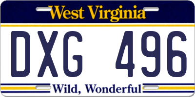 WV license plate DXG496
