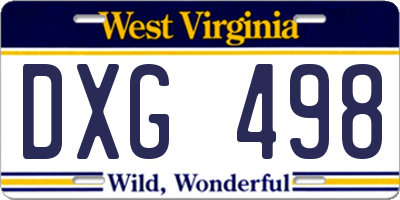 WV license plate DXG498