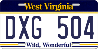 WV license plate DXG504