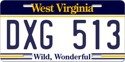 WV license plate DXG513