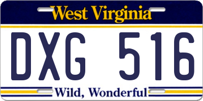 WV license plate DXG516