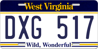 WV license plate DXG517