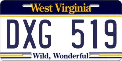 WV license plate DXG519