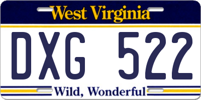WV license plate DXG522