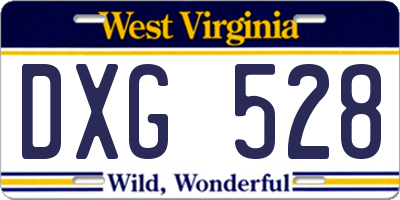 WV license plate DXG528