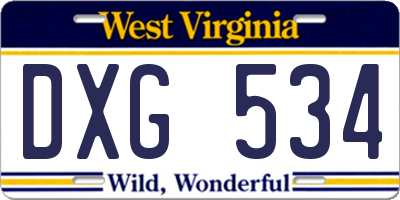 WV license plate DXG534