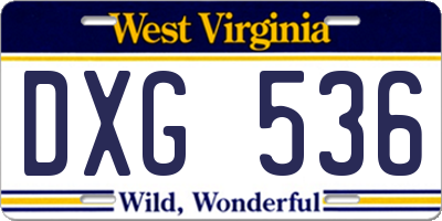 WV license plate DXG536