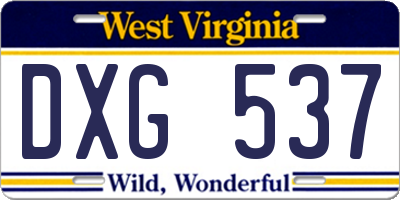 WV license plate DXG537